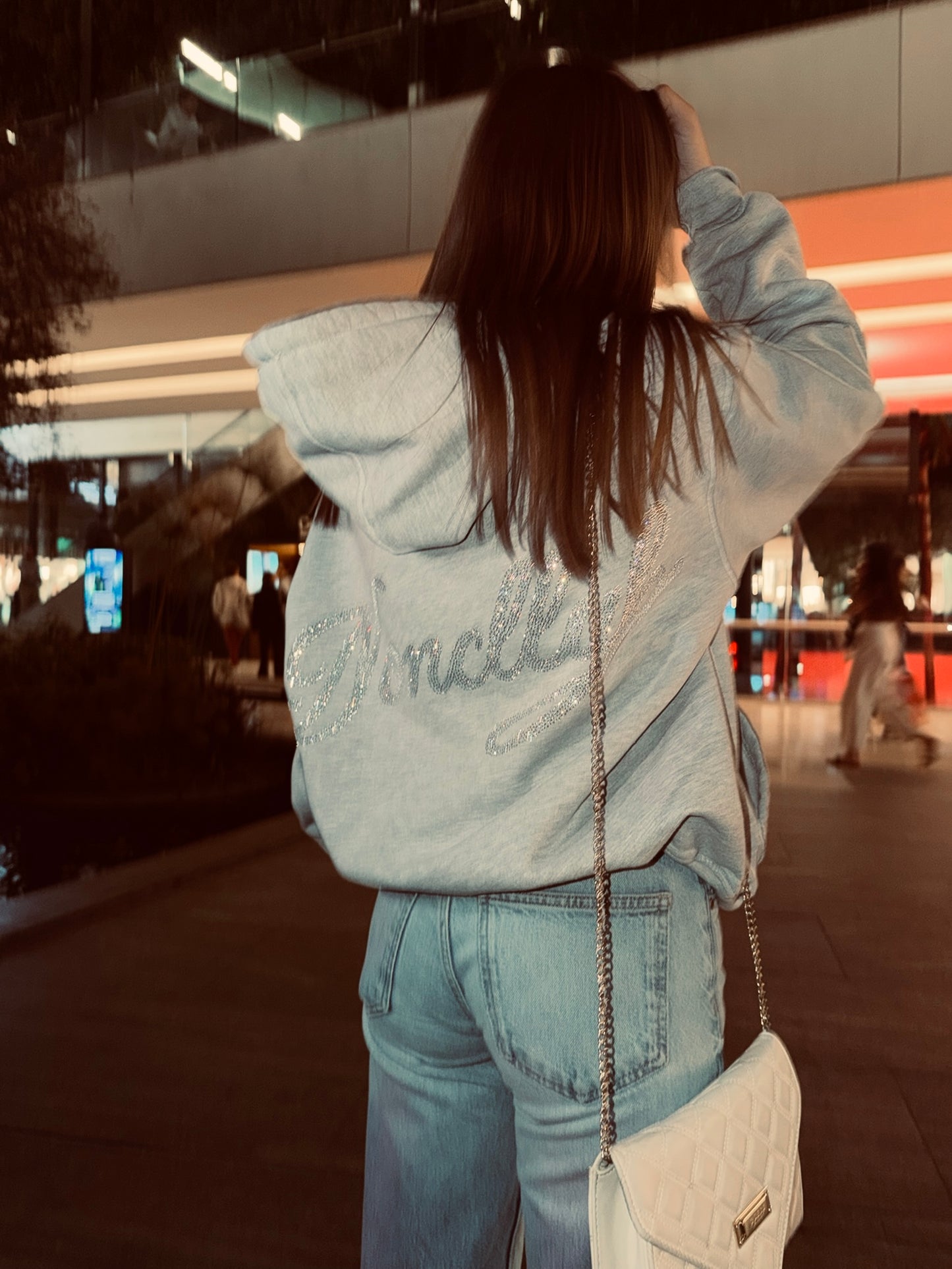 “AFTER HOURS” Crystal hoodie Grey